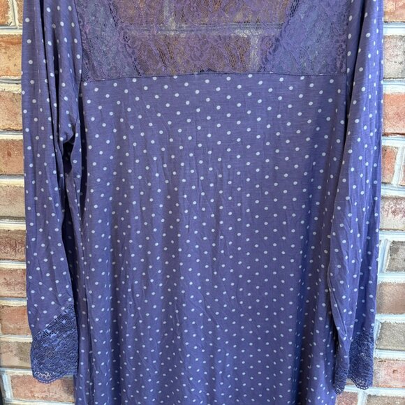 Venus Women's Nightgown Sz XL Purple Poke A Dot Lace - Picture 3 of 6
